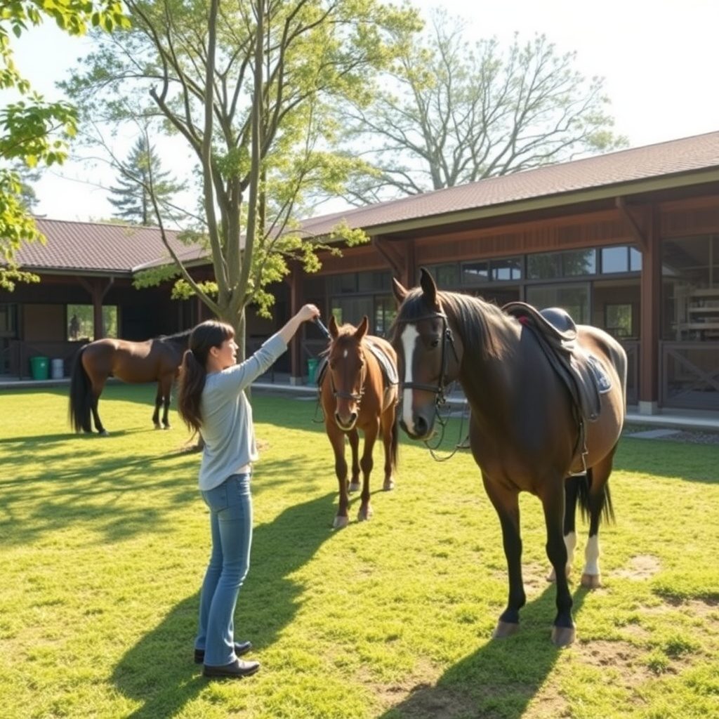 パドックでくつろぐ馬